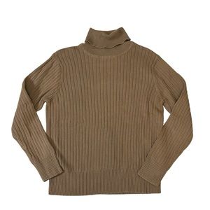 Vintage Jeanne Pierre tan ribbed turtle neck